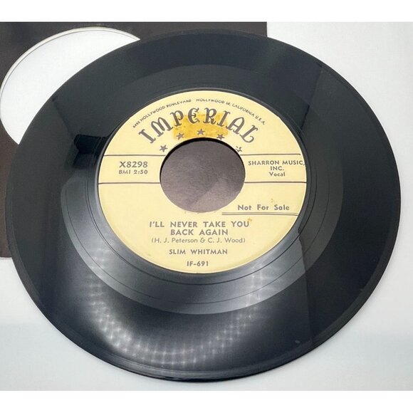 Slim Whitman I'll Never Stop Loving You / Take You Back Again 45 Country Promo - Picture 6 of 6